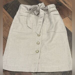 J. Crew Reimagined Light Beige Button-Front Tie-Waist Midi Skirt in size 2